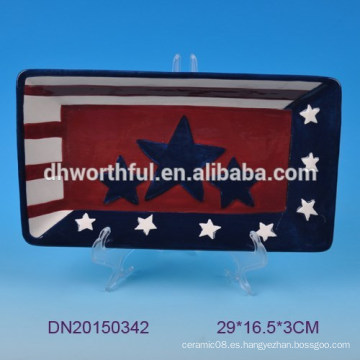 Serie de la bandera americana placa de cerámica con la figura de estrella
